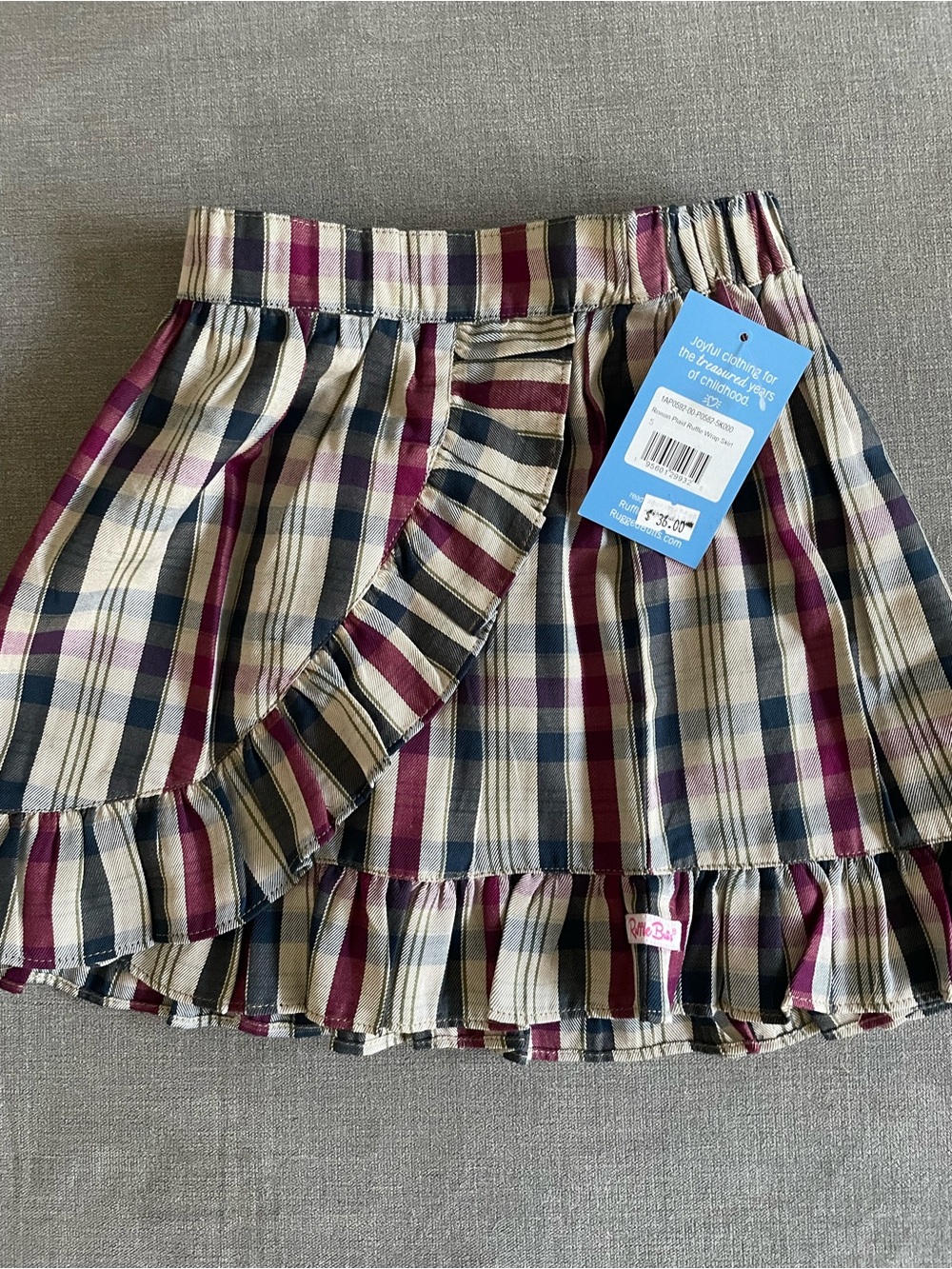 Ruffle Butts Plaid Circle Skirt - Burgundy, Navy & Cream
